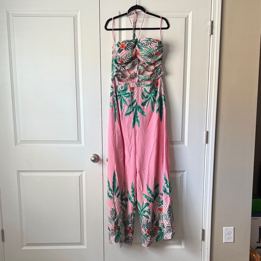 Tropical Pink Halter Jumpsuit
